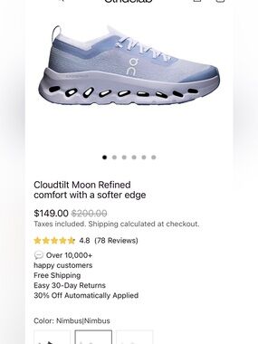 On Running Cloudtilt Moon Refined Running Shoe - Nimbus Blue/White